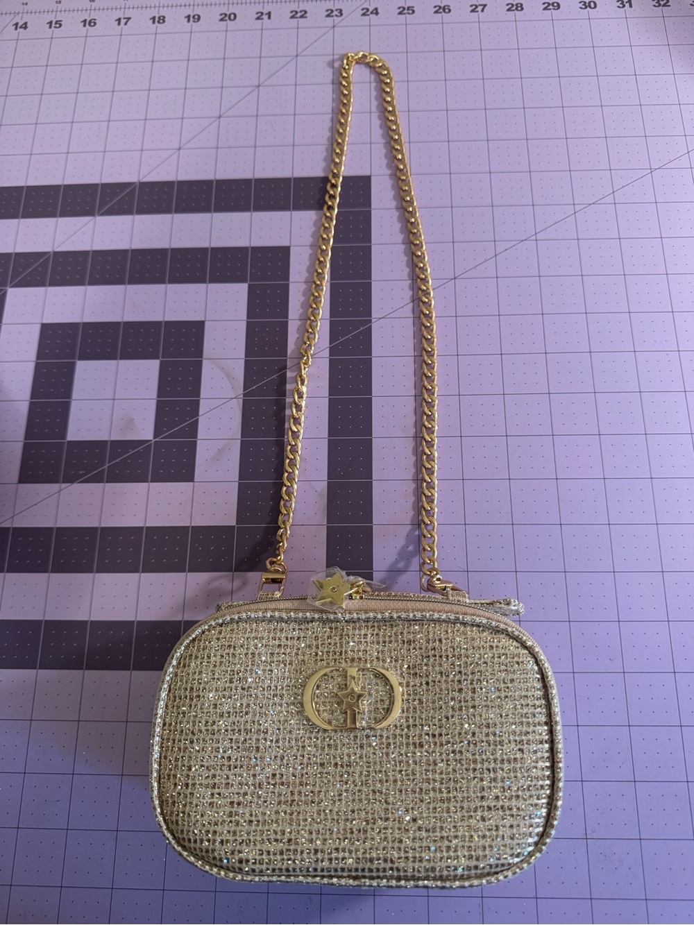 Christian Dior Beauty Gold Sparkle Bag